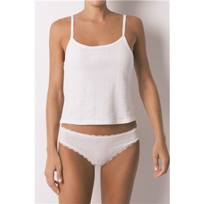 Braga clásica algodón blanca estampado puntos