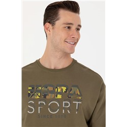 Erkek Haki Bisiklet Yaka Comfort Sweatshirt