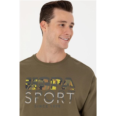 Erkek Haki Bisiklet Yaka Comfort Sweatshirt