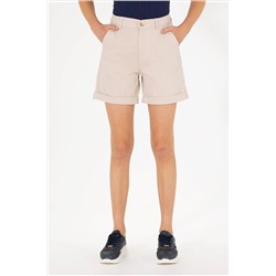 Kadın Bej Dokuma Şort