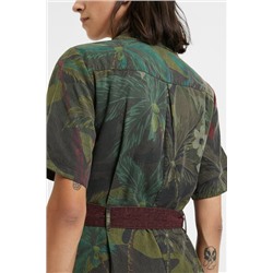 Vestido largo camisero tropical