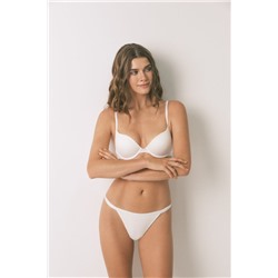 Tanga algodón canalé blanco