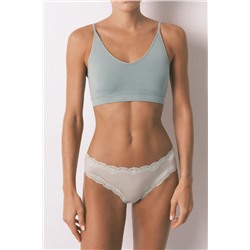 Braga brasileña microfibra y encaje verde