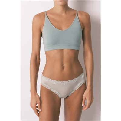 Braga brasileña microfibra y encaje verde