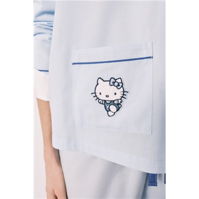 Pijama camisero Hello Kitty algodón azul