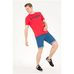 Erkek Kırmızı Basic Bisiklet Yaka Tişört