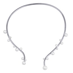 Колье Просекко (Майорка 4-10мм белая; покрытие родий), Есть комплект