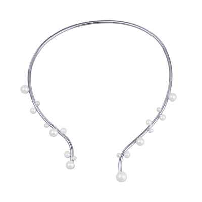 Колье Просекко (Майорка 4-10мм белая; покрытие родий), Есть комплект