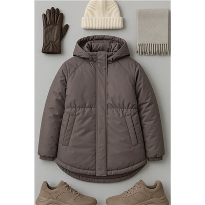 Куртка демисезонная парка_удлин_серый