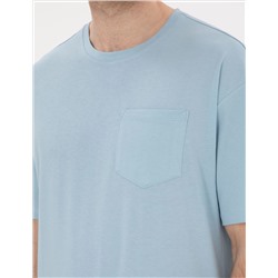 Açık Mavi Comfort Fit Basic Tişört