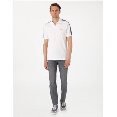 Koyu Gri Kol Detaylı Slim Fit Polo Yaka Tişört