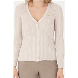 Kadın Krem Basic Triko Hırka