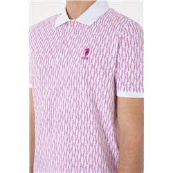 Erkek Regular Fit Polo Yaka Menekşe Desenli Tişört