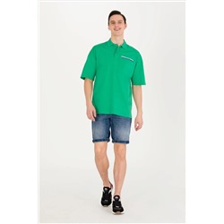 Erkek Yeşil Oversize Polo Yaka Tişört