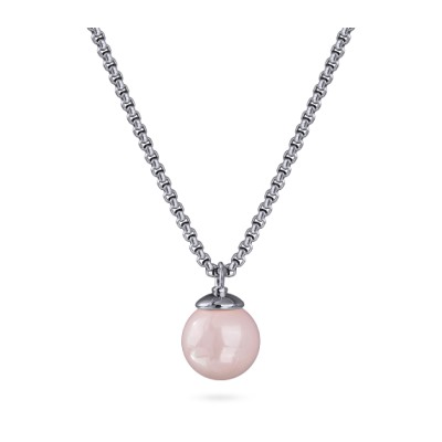 Кулон (Майорка 14мм холодно-розовая; покрытие родий) 50-57см, Есть комплект