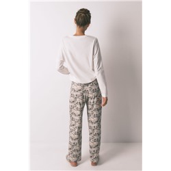 Pijama largo 100% algodón blanco Mickey Mouse