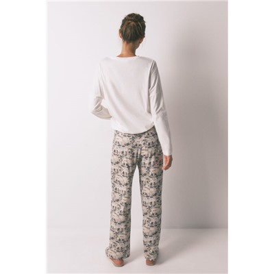 Pijama largo 100% algodón blanco Mickey Mouse