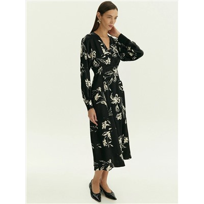 Платье приталенного кроя с цветочным принтом из 100% вискозы, PL1647/paluma