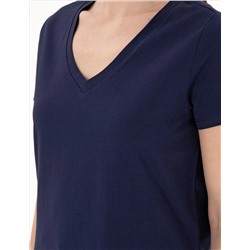 Lacivert Regular Fit V Yaka Basic Tişört