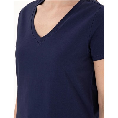 Lacivert Regular Fit V Yaka Basic Tişört