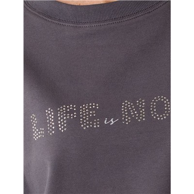 Свитшот из эластичного футера с авторским принтом