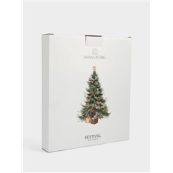 Блюдо, 23х20 см, керамика D, зеленое, Елка с подарками, Festival