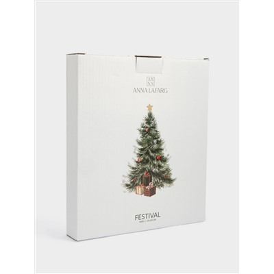 Блюдо, 23х20 см, керамика D, зеленое, Елка с подарками, Festival