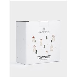 Пиала, 14x7 см, фарфор N, бело-золотистая, Домики и ели, Townlet