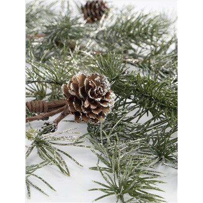 Венок декоративный, 16/48 см, пластик/шишки, Еловая ветка, Interior Conifer