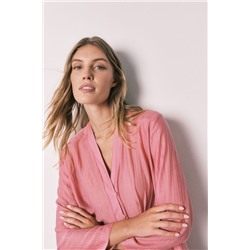 Pijama largo satinado rosa