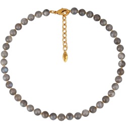 Колье Селена (лунный опал 8мм; покрытие золото) 40-45см