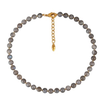 Колье Селена (лунный опал 8мм; покрытие золото) 40-45см