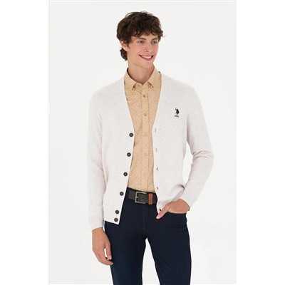 Erkek Taş Melanj Basic Triko Hırka