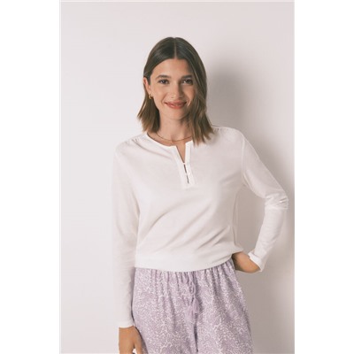 Camiseta manga larga 100% algodón blanco