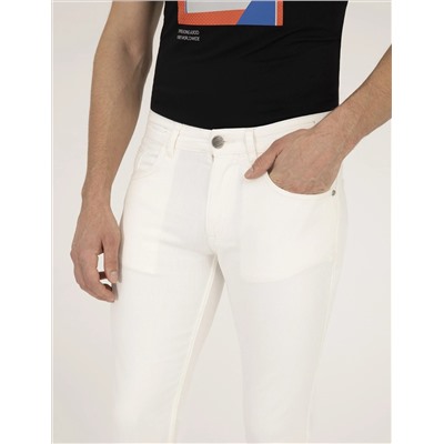 Ekru Slim Fit Jean Pantolon