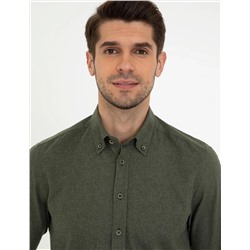 Haki Regular Fit Uzun Kollu Gömlek