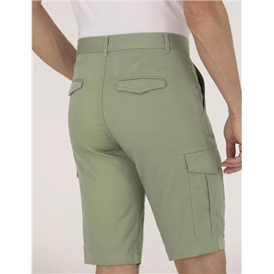 Haki Comfort Fit Kargo Cepli Bermuda Şort