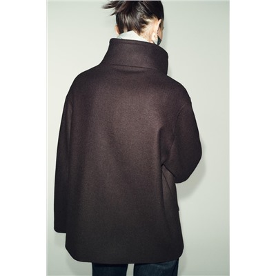 CROPPED WOOL COAT WITH HIGH NECK