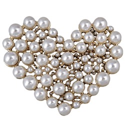 Брошь Сердце (Майорка белая; покрытие античное золото), Есть комплект