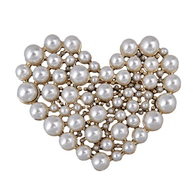 Брошь Сердце (Майорка белая; покрытие античное золото), Есть комплект