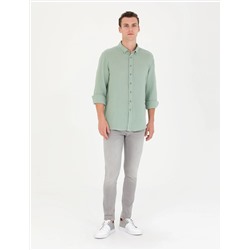 Gri Regular Fit Uzun Kollu Gömlek