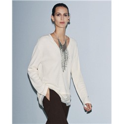 CONTRAST LACE T-SHIRT