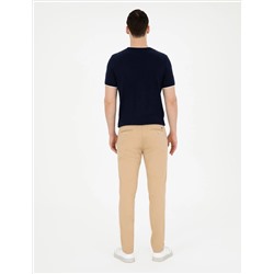 Camel Armürlü Slim Fit Kanvas Pantolon