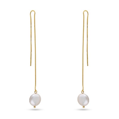 Серьги (жемчуг барочный белый 12мм; покрытие золото), Есть комплект