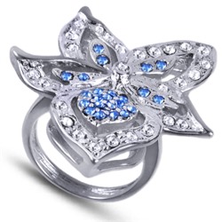 Кольцо Гвайтесара (кристаллы SW синие, белые; покрытие серебро)