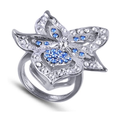 Кольцо Гвайтесара (кристаллы SW синие, белые; покрытие серебро)