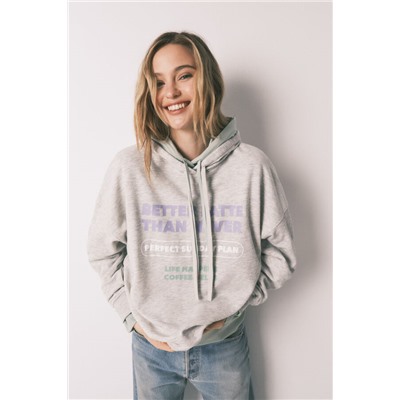 Sudadera capucha felpa algodón gris