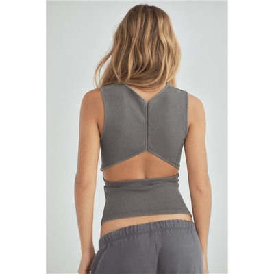 RIBBED OPEN-BACK TOP