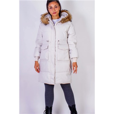 Зимняя удлиненная парка с капюшоном натуральный мех арт.617