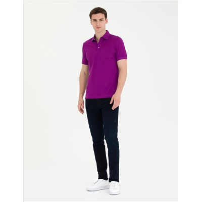 Mor Slim Fit Basic Tişört